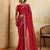 Fetching red georgette silk multi sequins embroidered indian ceremonial saree