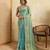 Charming firozi frendy chiffon multi sequins embroidered indian party wear saree