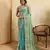 Charming firozi frendy chiffon multi sequins embroidered indian party wear saree