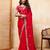 Comely red frendy satin multi sequins embroidered indian designer party wear saree