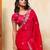 Comely red frendy satin multi sequins embroidered indian designer party wear saree