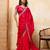 Comely red frendy satin multi sequins embroidered indian designer party wear saree