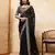 Delightfully black rangoli silk sequins embroidered indian designer traditional sare