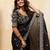 Delightfully black rangoli silk sequins embroidered indian designer traditional sare