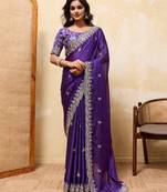 Captivating red rangoli silk sequins embroidered indain festival saree