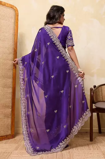 Captivating red rangoli silk sequins embroidered indain festival saree