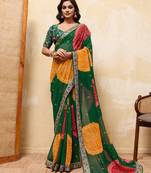 Appealing green georgette sequins embroidered indaindesigner bollywood saree