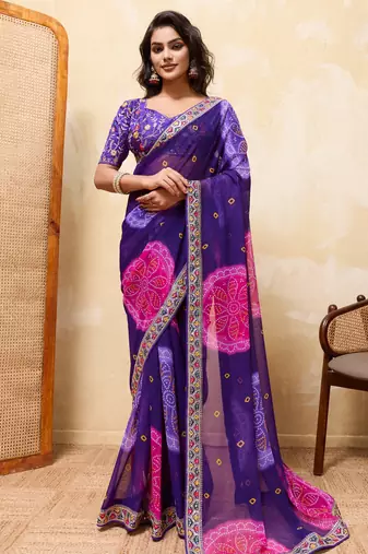 Alluring blue georgette sequins embroidered indian designer wedding saree