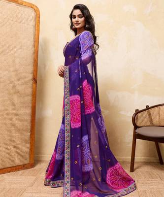 Alluring blue georgette sequins embroidered indian designer wedding saree 5