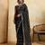 Ravishing black georgette sequins embroidered indian designer traditional sare
