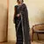 Ravishing black georgette sequins embroidered indian designer traditional sare
