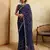 Irresistible blue georgette sequins embroidered indian ceremonial saree