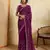 Spellbinding wine georgette sequins embroidered indain festival saree