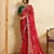 Enthralling red georgette sequins embroidered indina wedding saree