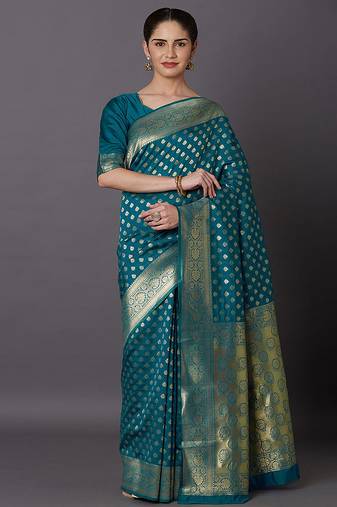 Morpeach Jacquard Silk Woven Rich Pallu Saree With Unstitch Blouse Piece
