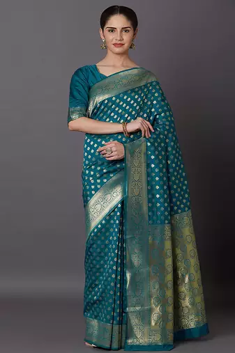 Morpeach Jacquard Silk Woven Rich Pallu Saree With Unstitch Blouse Piece