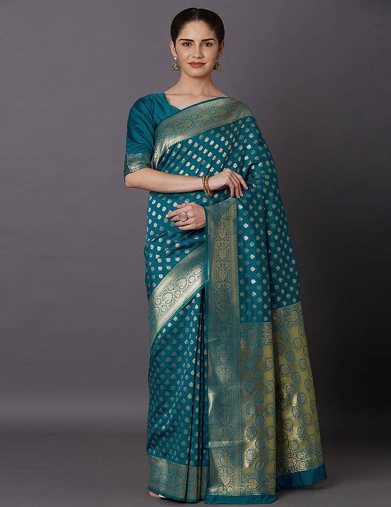 Morpeach Jacquard Silk Woven Rich Pallu Saree With Unstitch Blouse Piece
