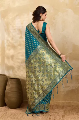 Morpeach Jacquard Silk Woven Rich Pallu Saree With Unstitch Blouse Piece