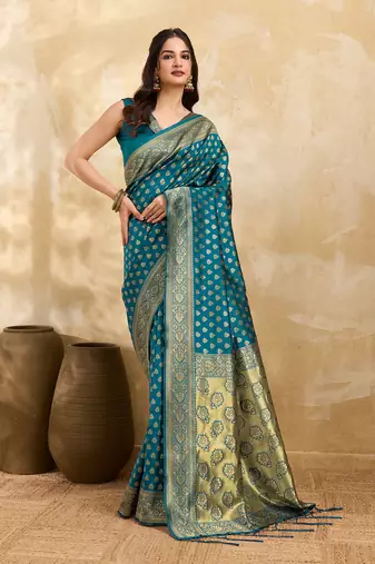 Morpeach Jacquard Silk Woven Rich Pallu Saree With Unstitch Blouse Piece