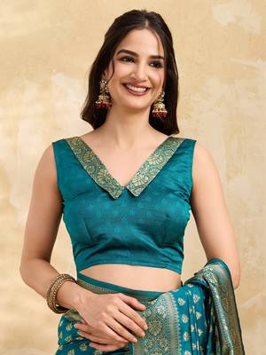 Morpeach Jacquard Silk Woven Rich Pallu Saree With Unstitch Blouse Piece 4