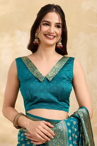Morpeach Jacquard Silk Woven Rich Pallu Saree With Unstitch Blouse Piece