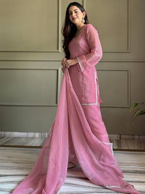 Delightful Pink Lace Border Silk Designer Salwar Suit 5