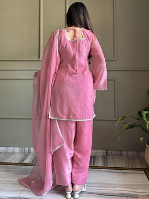 Delightful Pink Lace Border Silk Designer Salwar Suit 6