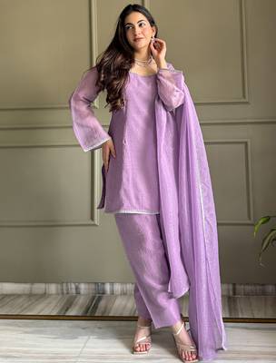 Lovable Lavender Swarovski Work Silk Festive Wear Salwar Suit 1