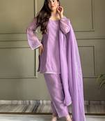 Lovable Lavender Swarovski Work Silk Festive Wear Salwar Suit