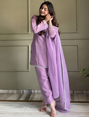 Lovable Lavender Swarovski Work Silk Festive Wear Salwar Suit 3