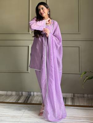 Lovable Lavender Swarovski Work Silk Festive Wear Salwar Suit 4