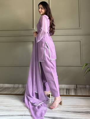 Lovable Lavender Swarovski Work Silk Festive Wear Salwar Suit 5
