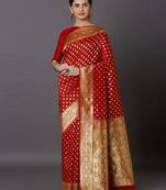 Red Jacquard Silk Woven Rich Pallu Saree With Unstitch Blouse Piece