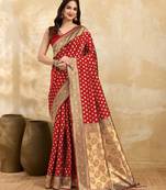 Red Jacquard Silk Woven Rich Pallu Saree With Unstitch Blouse Piece