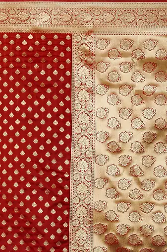 Red Jacquard Silk Woven Rich Pallu Saree With Unstitch Blouse Piece