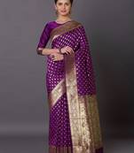 Purple Jacquard Silk Woven Rich Pallu Saree With Unstitch Blouse Piece