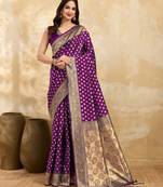 Purple Jacquard Silk Woven Rich Pallu Saree With Unstitch Blouse Piece