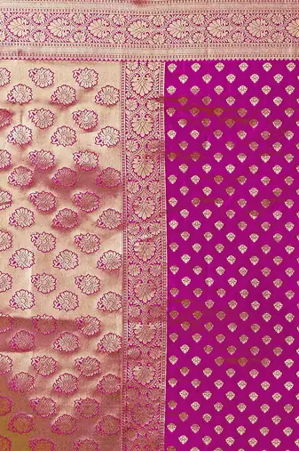 Pink Jacquard Silk Woven Rich Pallu Saree With Unstitch Blouse Piece