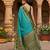 Green Blue Jacquard Silk Woven Zari Work Rich Pallu Traditional Saree With Unstitch Blose Piece