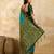 Green Blue Jacquard Silk Woven Zari Work Rich Pallu Traditional Saree With Unstitch Blose Piece