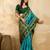 Green Blue Jacquard Silk Woven Zari Work Rich Pallu Traditional Saree With Unstitch Blose Piece