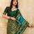 Green Blue Jacquard Silk Woven Zari Work Rich Pallu Traditional Saree With Unstitch Blose Piece