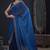 Teal blue color two tone silk designer wedding saree for women