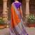Orange Purple Jacquard Silk Woven Zari Work Rich Pallu Traditional Saree With Unstitch Blose Piece