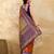 Orange Purple Jacquard Silk Woven Zari Work Rich Pallu Traditional Saree With Unstitch Blose Piece