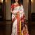 White Color  Digital printing Durga Pooja Work Silk Saree