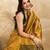 Golden Jacquard Silk Saree With Green Border & Zari Work Pallu With Unstitched Blouse Piece