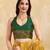 Golden Jacquard Silk Saree With Green Border & Zari Work Pallu With Unstitched Blouse Piece