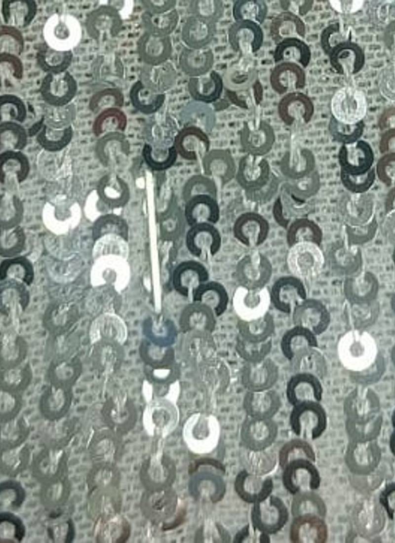 Silver White Sequin Work A-Line Lehenga with Sweetheart Neck Blouse