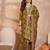 Women green floral printed kurta with trousers and dupatta